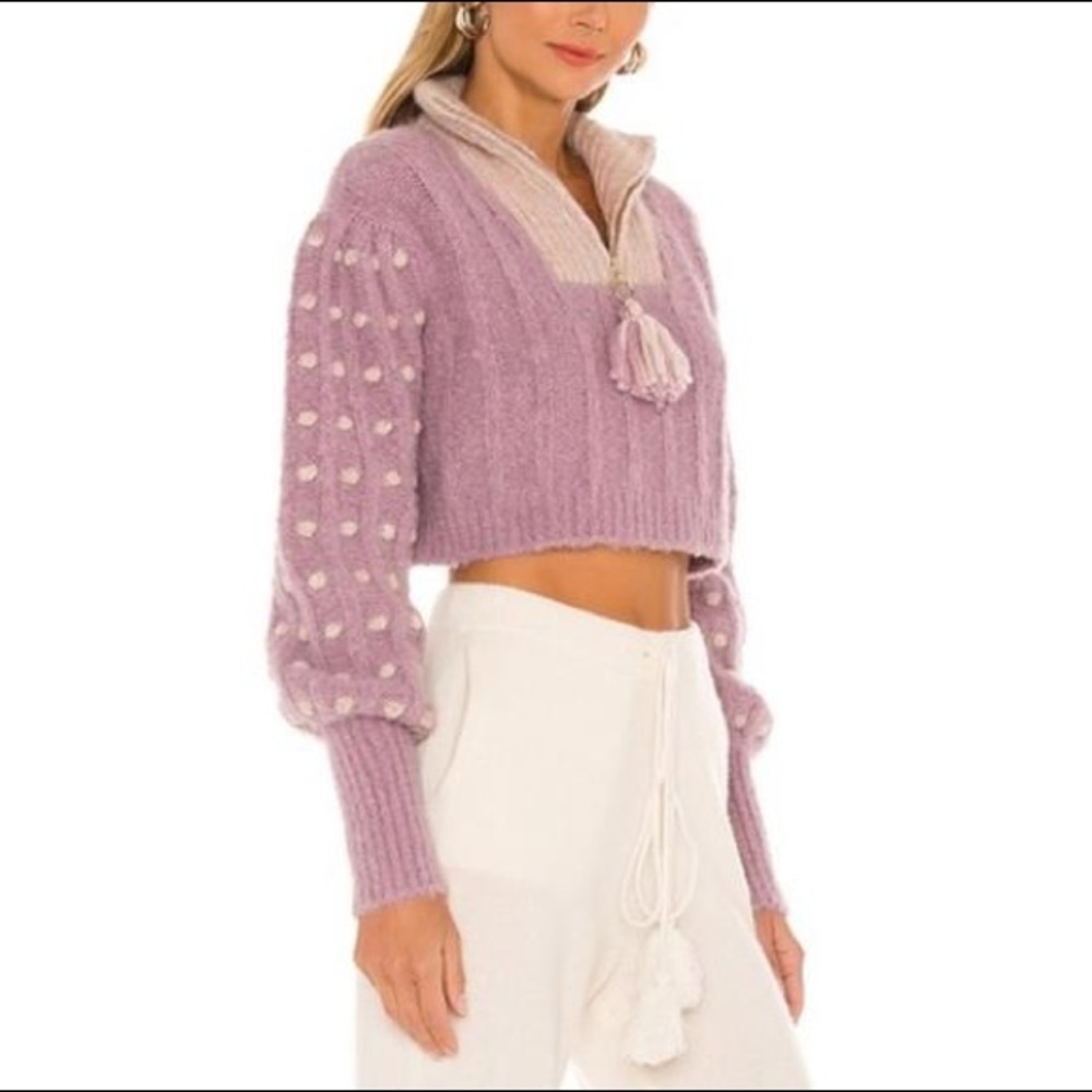 LoveShackFancy Jonae Cropped Half Zip Sweater - Picture 6 of 8